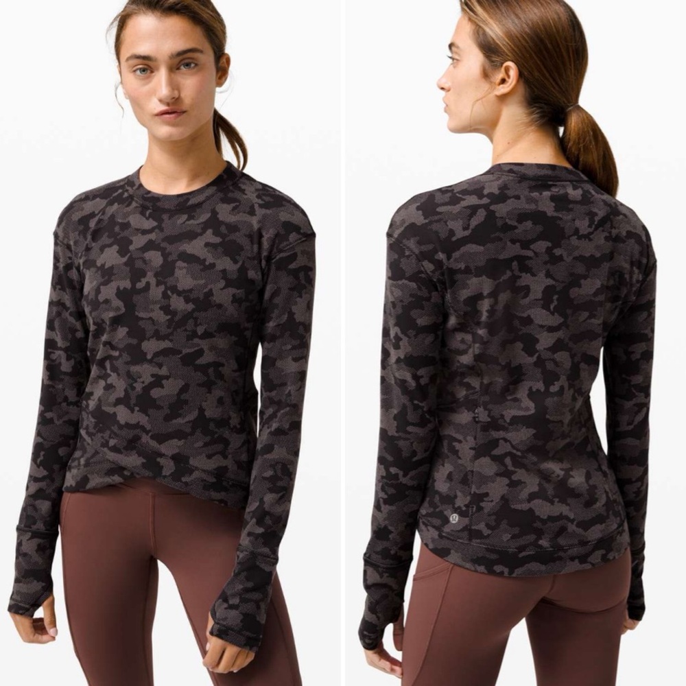 lululemon athletica Long Sleeve Camo Top - Black & Gray